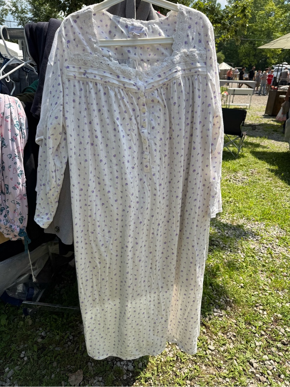 croft & barrow White Nightgown with Lavender Floral Print